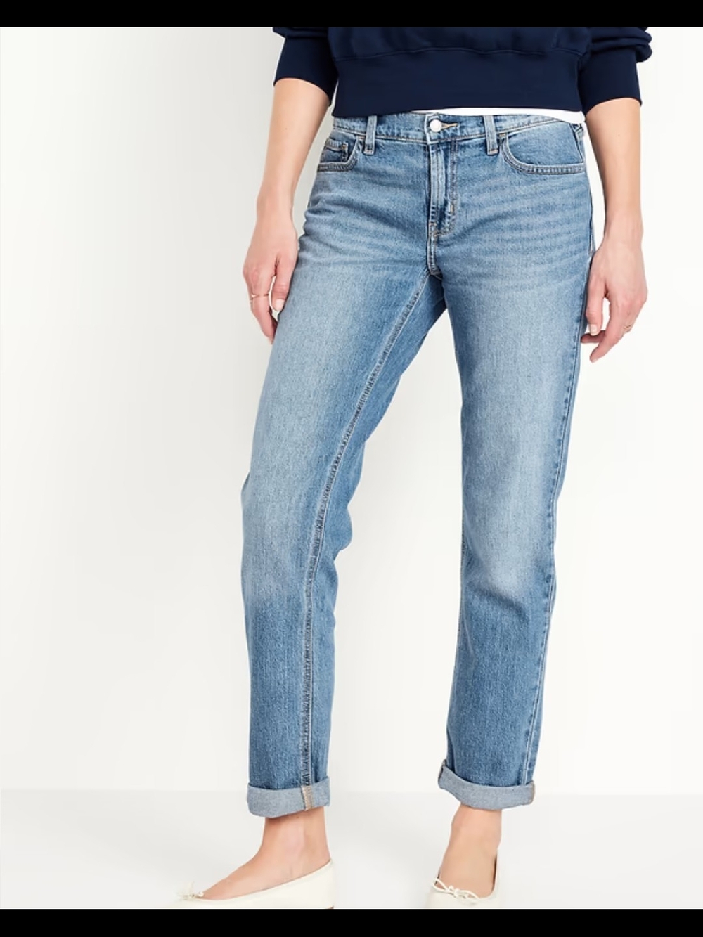 Old Navy Women's Mid-rise, Medium Wash, WOW Boyfriend Jeans